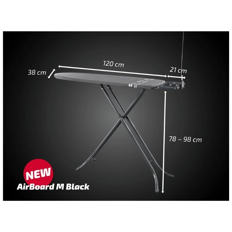 Tabla de planchar LEIFHEIT Air Board M, Thermo-Reflect, negra, 120 x 38 cm