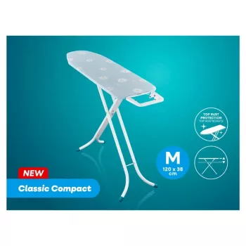 Tabla de planchar LEIFHEIT Classic M Compact 120x38 cm con funda de algodón y soporte fijo para la plancha
