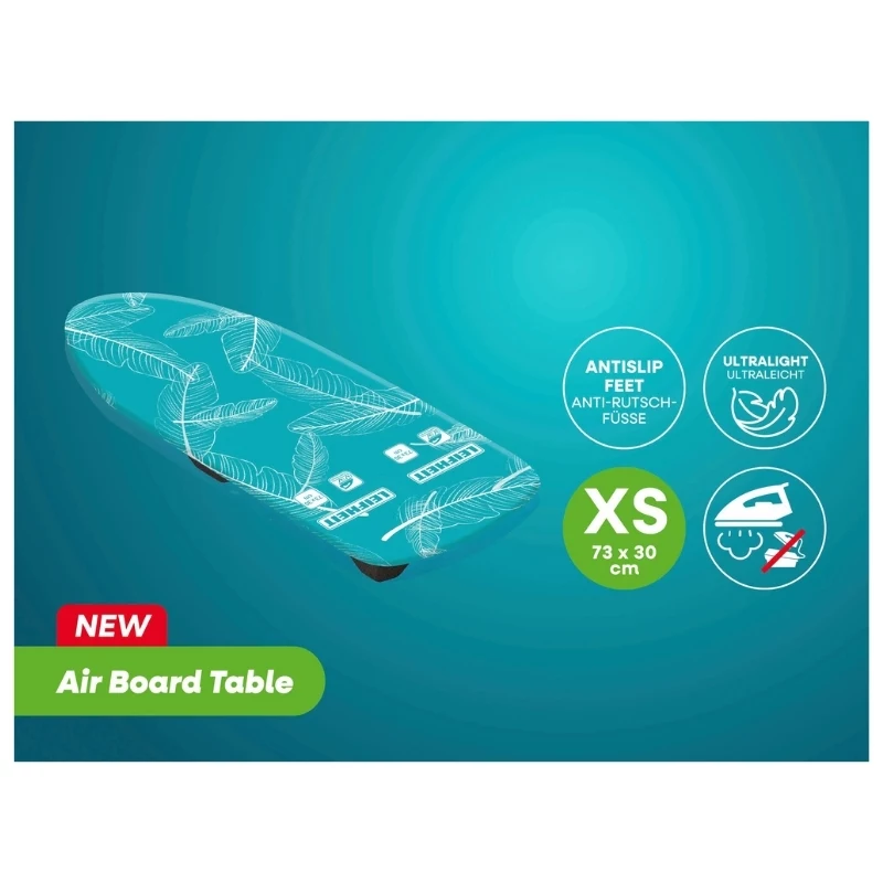 Tabla de planchar LEIFHEIT Air Board Table Compact 70x30 cm, Thermo-Reflect, plegable, azul/blanco