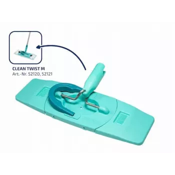 LEIFHEIT Clean Twist M Ergo set – sistema de mopa plana con escurridor giratorio, mango telescópico, cabezal de microfibra, cubo de 20 L