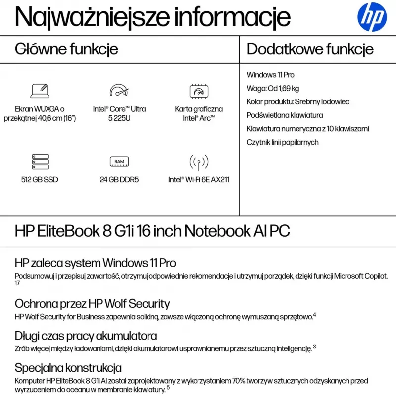 HP EliteBook 8 G1i portátil 16