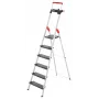 Escalera doméstica de aluminio Hailo L100 TopLine 8050-607, 6 peldaños, con bandeja multifunción