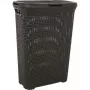 CURVER Style 40L cesto de ropa con tapa abatible, efecto ratán, gris oscuro