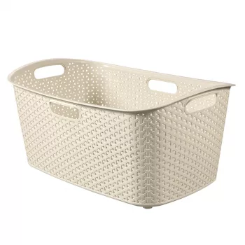CURVER My Style cesto de ropa 47L crema efecto ratán rectangular con asas