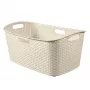 CURVER My Style cesto de ropa 47L crema efecto ratán rectangular con asas