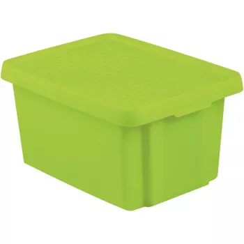 CURVER Essentials caja de almacenamiento 16L con tapa, verde, 30 x 39 x 21 cm