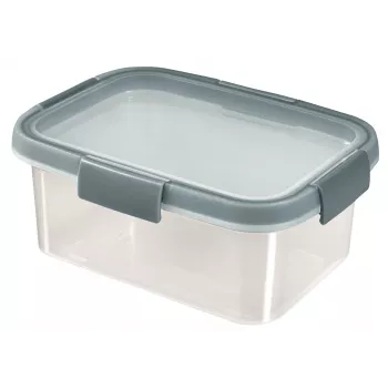 CURVER Smart Eco Fresh caja rectangular de almacenamiento 1,2L, transparente con tapa verde, 100% plástico reciclado