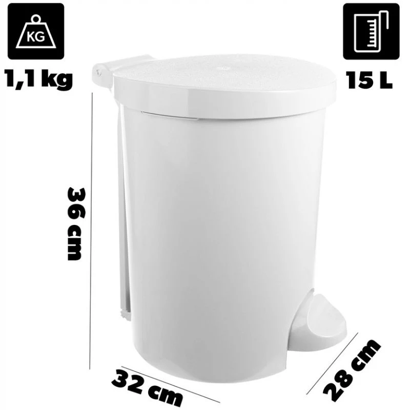 CURVER cubo de basura de pedal Deco 15L blanco con cubo interior extraíble