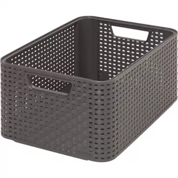 CURVER Style M caja de almacenamiento 38,6x28,7x17 cm gris oscuro efecto ratán 18L