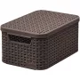 CURVER Style S caja de almacenamiento con tapa, 29,1 x 19,8 x 14,2 cm, marrón oscuro, 8,18 L, plegable, asa con ojales metálicos