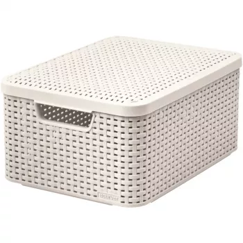 CURVER Style M caja de almacenamiento con tapa, 39,3 x 29,3 x 18,7 cm, crema, 21,6L, plegable
