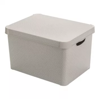 Curver Deco Stockholm L caja de almacenamiento con tapa 39,5x29,5x23,5 cm puntos negro/blanco