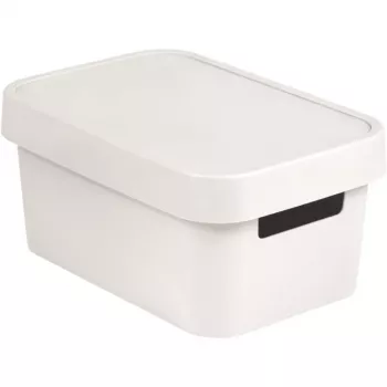 CURVER Infinity Recycled caja de almacenamiento 4,5L con tapa, 27 x 19 x 12 cm, blanco