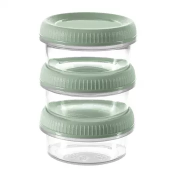 Curver Smart Eco To Go vasos redondos para salsas set de 3 piezas, 0,08 L cada uno, Soft Green