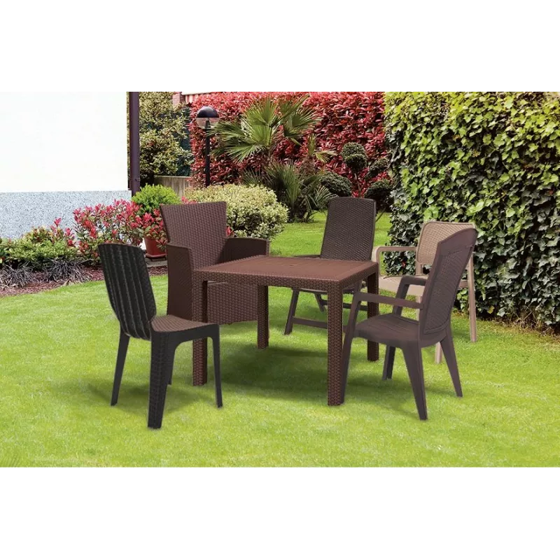 Keter Melody Quartet mesa de jardín marrón mesa de comedor exterior rectangular para 6 personas