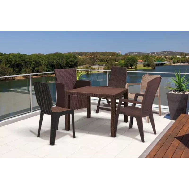 Keter Melody Quartet mesa de jardín marrón mesa de comedor exterior rectangular para 6 personas