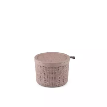 CURVER Jute cesto de almacenamiento redondo con tapa 2L rosa 17x13cm