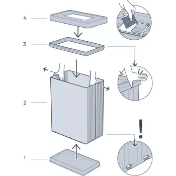 CURVER Cubo de basura rectangular metalizado Verto Recycle 54L Pearl Pink