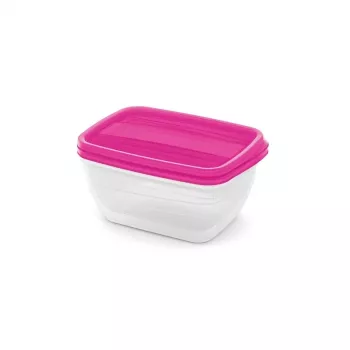 CURVER Set de recipientes rectangulares para alimentos 2x1,3L Vedo Transparente Rosa