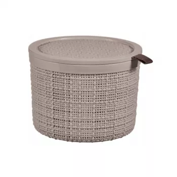CURVER Cesta con tapa Jute Redonda 2L Ø17x13cm Beige