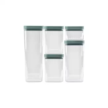 CURVER Set de recipientes para alimentos secos 0,5L + 2x1,2L + 1,8L + 2,4L, Transparente/Petrol, 6 piezas, hermético, apilable, sin BPA