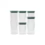 CURVER Set de recipientes para alimentos secos 0,5L + 2x1,2L + 1,8L + 2,4L, Transparente/Petrol, 6 piezas, hermético, apilable, sin BPA