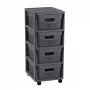 CURVER Infinity Cómoda con ruedas con 4 cajas perforadas 11L, Gris oscuro, 30x36x69 cm