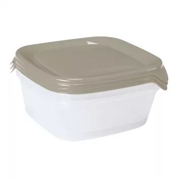 CURVER Fresh&Go Set de 3 recipientes cuadrados 0,8L Beige