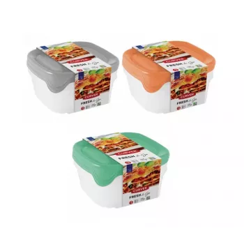 Curver Fresh & Go set de cuencos de almacenamiento con 3 uds., de 0,8 L cada uno, rectangulares, tapas herméticas, colores variados, sin BPA