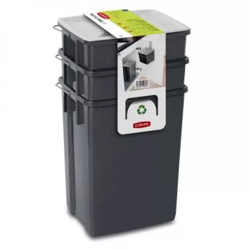 CURVER Biobox set de cubos de basura 2x10L + 6L gris