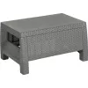 KETER Corfu mesa de jardín, efecto ratán resina, beige, rectangular, resistente a la intemperie, protección UV, montaje sencillo
