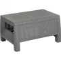 KETER Corfu mesa de jardín, efecto ratán resina, beige, rectangular, resistente a la intemperie, protección UV, montaje sencillo