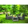 KETER Corfu mesa de jardín, efecto ratán resina, beige, rectangular, resistente a la intemperie, protección UV, montaje sencillo