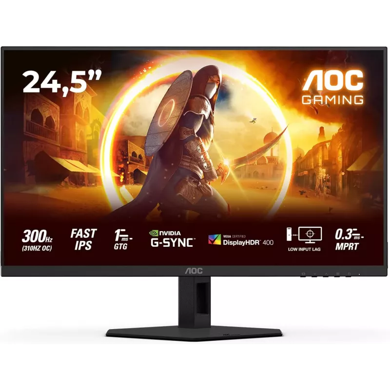AOC 25G4SRE 24,5 pulgadas Full HD IPS monitor gaming, 180Hz, 0,5ms, DisplayHDR 400, FreeSync Premium, monitor ajustable en altura AOC 25G4SRE (reacondicionado)