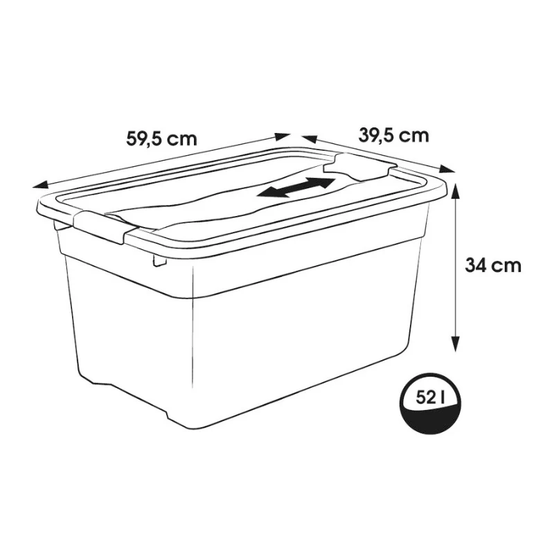 Caja con tapa keeeper Crystalbox Cornelia 52L, 59,5 x 39,5 x 34 cm, transparente