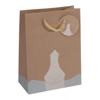 SIGEL GT050 Bolsas de regalo, oso polar con motivo de estrellas fugaces, 17 x 23 cm, pack de 5, papel, asas de cordón, certificado FSC