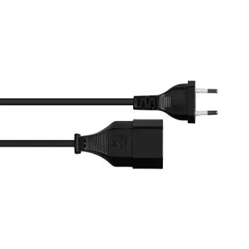 Cable alargador Euro Kabelmeister SK0300-S010, enchufe tipo C a base Euro, 1 m, 0,75 mm², negro