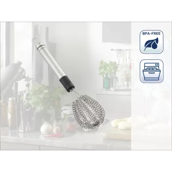LEIFHEIT Speed Quirl S Batidor de varillas, acero inoxidable, 27 cm, apto para lavavajillas, Blanco/Gris