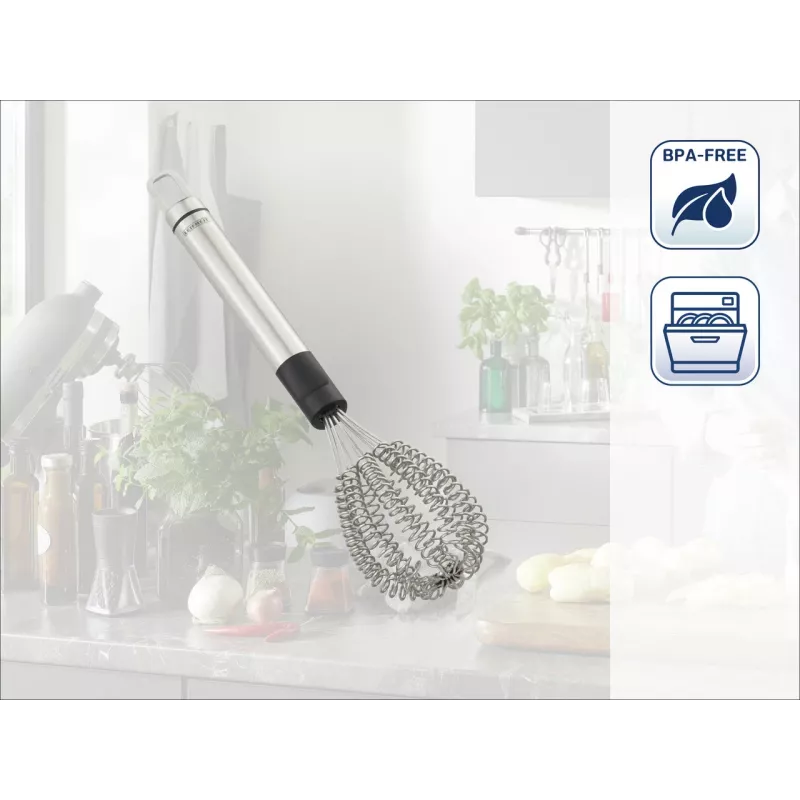 LEIFHEIT Speed Quirl S Batidor de varillas, acero inoxidable, 27 cm, apto para lavavajillas, Blanco/Gris
