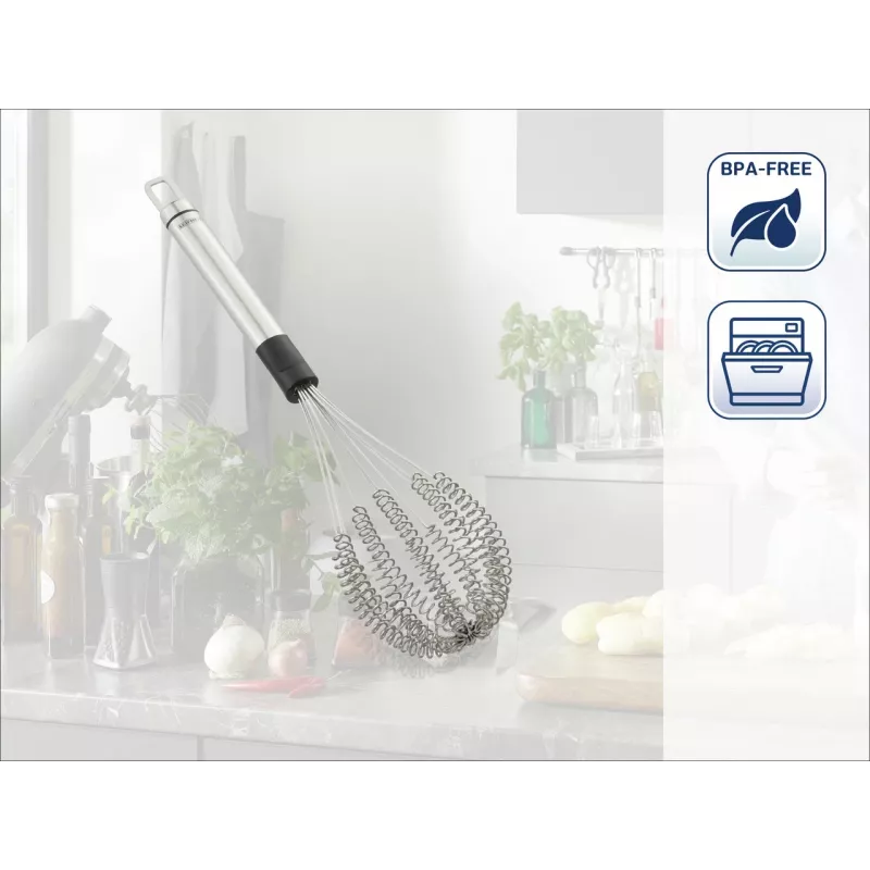 LEIFHEIT Speed Quirl M Batidor manual, acero inoxidable, Blanco/Gris, 26 cm