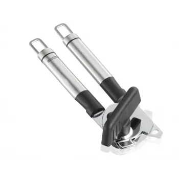 LEIFHEIT ProLine Abrelatas manual de acero inoxidable con abrebotellas, Plata/Negro