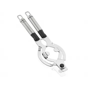LEIFHEIT ProLine Abretapas de acero inoxidable con mango ajustable para tapas de 2,5-10 cm Plata/Negro