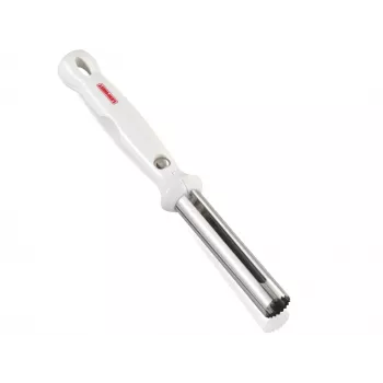 LEIFHEIT Descorazonador de manzanas, cuchilla de acero inoxidable, mango ergonómico antideslizante, apto para lavavajillas, Blanco/Plata