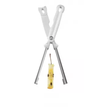LEIFHEIT Descorazonador de manzanas, cuchilla de acero inoxidable, mango ergonómico antideslizante, apto para lavavajillas, Blanco/Plata