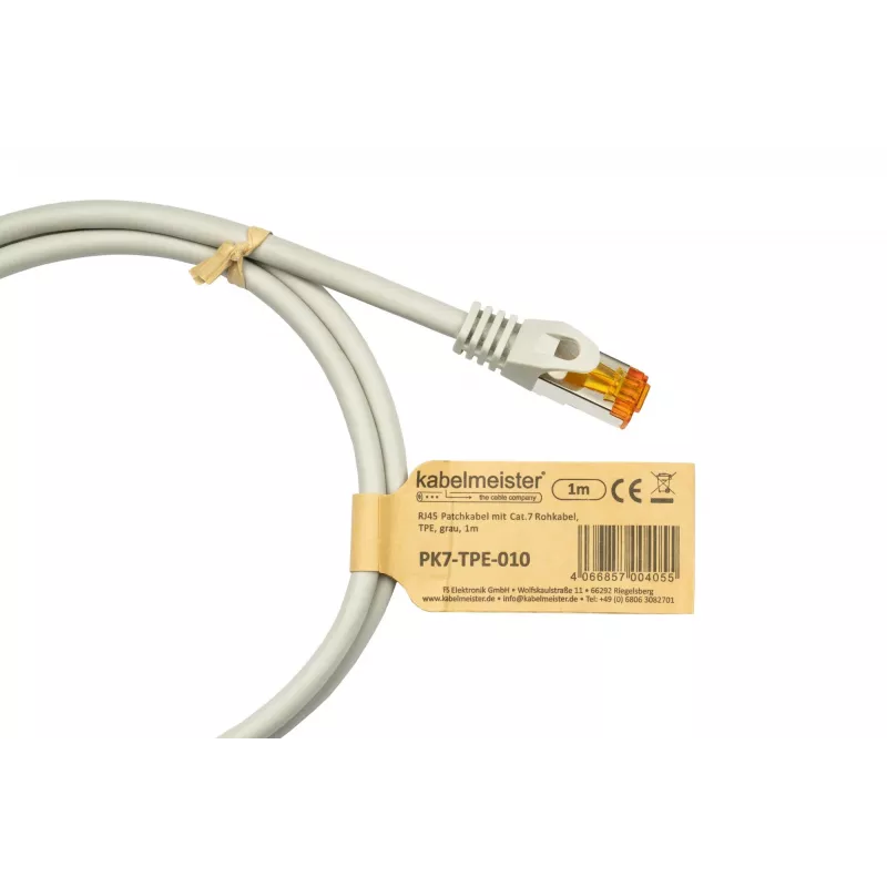 Kabelmeister Cable de red Cat.7 S/FTP, funda TPE, libre de halógenos, gris, 0,5m