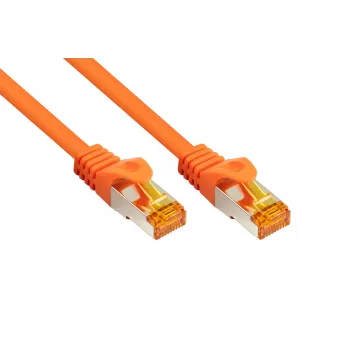 Cable Cat.7 sin conector RJ45 Patch, S/FTP, 10 Gbps, funda TPE, libre de halógenos, naranja, 0,15 m KABELMEISTER