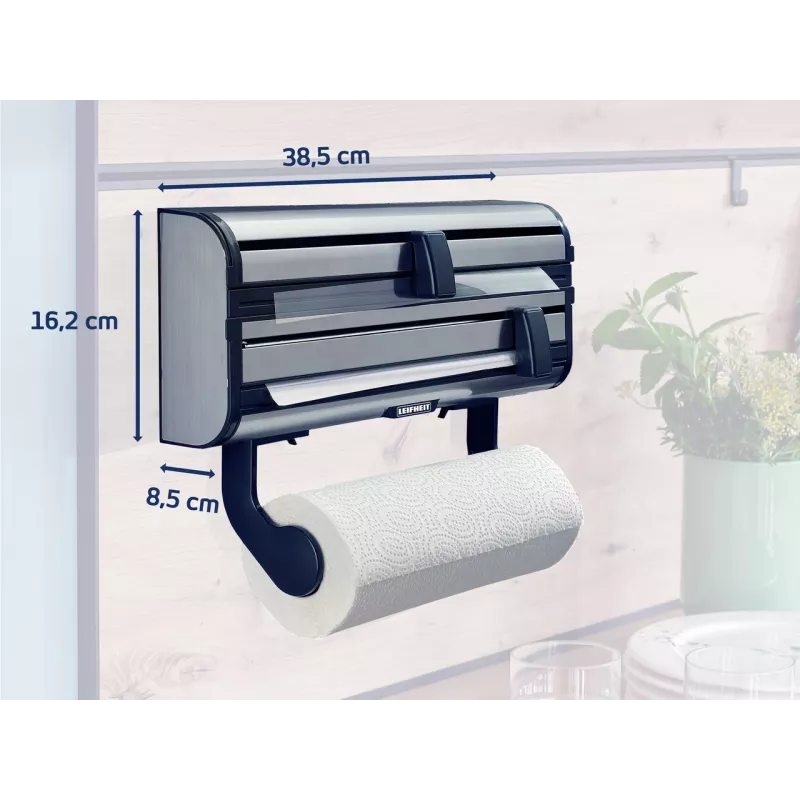 Dispensador de pared para papel, film y película Parat Royal, blanco/plata LEIFHEIT