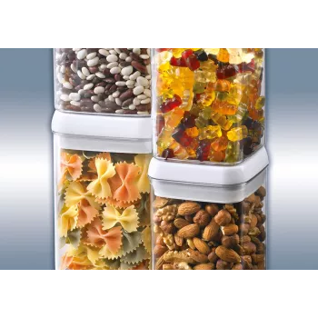 Recipiente de conservación de alimentos Fresh&Easy 1,2 L, hermético, sin BPA, transparente con tapa blanca/gris LEIFHEIT