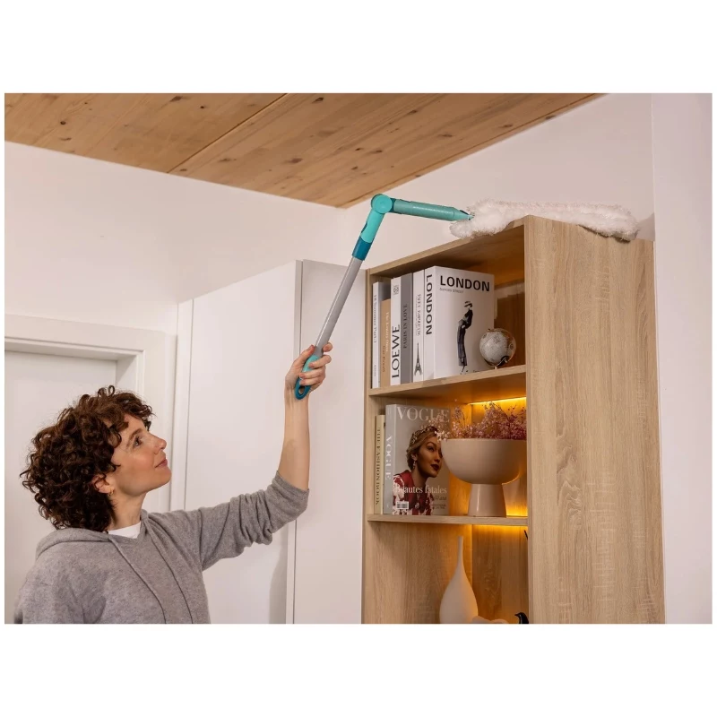 Set Superduster XL Pro Reach – cabezal de mopa antipolvo electrostática de 56 cm con mango de 43 cm LEIFHEIT