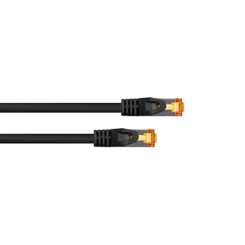 Cable RJ45 Patch Cat.7 S/FTP, funda TPE, libre de halógenos, negro, 0,15m Kabelmeister